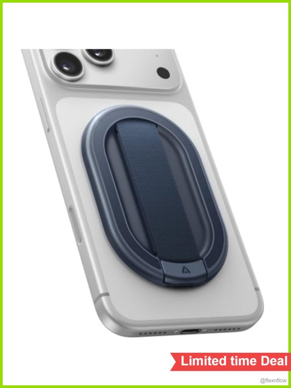 Magnetic Phone Grip with Woven Nylon Finger Strap and Zinc Alloy Hinge